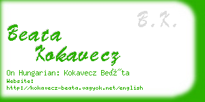 beata kokavecz business card